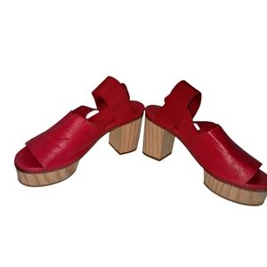 Cos Platform Sandals Red Leather Sz 5.5 EUC